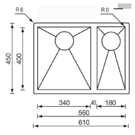 Мойка для кухни CM Filoquadra 61Х45 см Sottotop нержавеющая сталь 11912