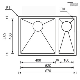 Мойка для кухни CM Filoquadra 67Х45 см Slim нержавеющая сталь 11903