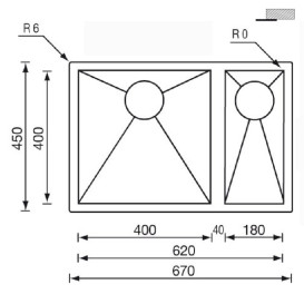 Мойка для кухни CM Filoquadra 67Х45 см Sottotop нержавеющая сталь 11913