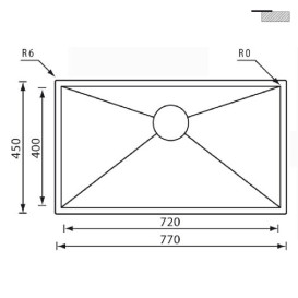Мийка для кухні CM Filoquadra 77Х45 см Slim нержавіюча сталь 11906