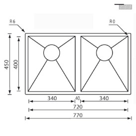 Мойка для кухни CM Filoquadra 77Х45 см Slim двойная нержавеющая сталь 11909