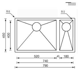 Мойка для кухни CM Filoquadra 79Х45 см Slim нержавеющая сталь 11905
