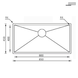 Мойка для кухни CM Filoquadra 85Х45 см Sottotop нержавеющая сталь 1191А
