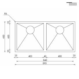 Миття для кухні CM Filoquadra 89Х45 см Slim подвійна нержавіюча сталь 1190B