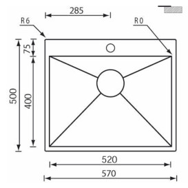 Мойка для кухни CM Filoquadra Mix 57Х50 см нержавеющая сталь 12938