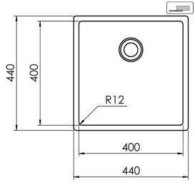 Мийка для кухні CM In-Tech 44Х44 см sottotop нержавіюча сталь 17302