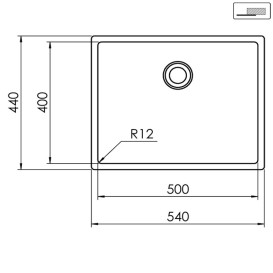 Мойка для кухни CM In-Tech 54Х44 см sottotop нержавеющая сталь 17304