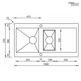 Мойка для кухни CM Revers 100Х52 см нержавеющая сталь 12985
