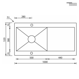 Мойка для кухни CM Revers 100Х52 см нержавеющая сталь 12986