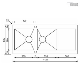 Мойка для кухни CM Revers 116Х52 см двойная нержавеющая сталь 12987