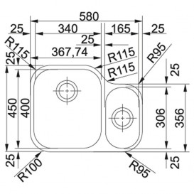Мойка для кухни Franke Armonia AMX 160 монтаж под столешницу нержавеющая сталь полированная 5290654