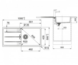 Мийка для кухні Franke Centro CNG 611-100 100х50 см Fragranite сірий камінь 114.0630.446