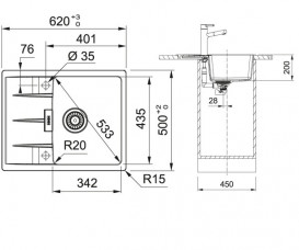 Мойка для кухни Franke Centro CNG 611-62 62х50 см Fragranite миндаль 114.0630.420