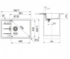 Мойка для кухни Franke Centro CNG 611-78 XL 78х50 см Fragranite оникс 114.0630.439