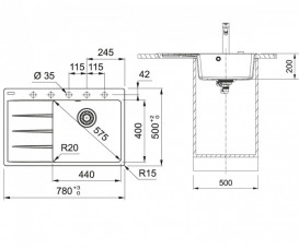 Мийка для кухні Franke Centro CNG 611-78 TL 78х50 см Fragranite сірий камінь 114.0630.469