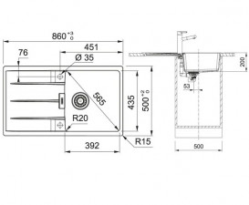 Мойка для кухни Franke Centro CNG 611-86 86х50 см Fragranite серый камень 114.0630.442