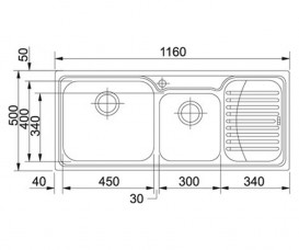 Мийка для кухні Franke Galassia GAX 621 врізна чаші зліва нержавіюча сталь полірована 85840842
