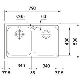 Мийка для кухні Franke Logica Line LLX 620-79 врізна подвійна нержавіюча сталь полірована 101.0381.838