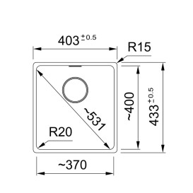 Мийка для кухні Franke Maris MRG 110-37 40,3х43,3 см під стільницю Fragranite сірий камінь 125.0701.773