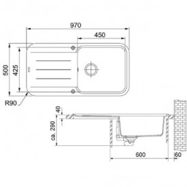 Мийка для кухні Franke Pebel PBG 611-97 врізна зворотний Fragranite цукру 114.0258.050