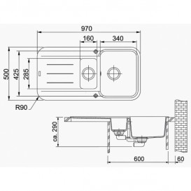 Мийка для кухні Franke Pebel PBG 651 врізна зворотний Fragranite шторм 114.0324.096