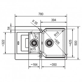 Миття для кухні Franke Urban UBG 651-78 78х50 см Fragranite чорний матовий 114.0631.515