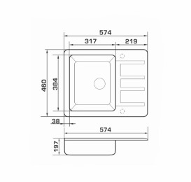 Мийка для кухні Granado Alanis 57,4 х46 см нанограніт white 2705