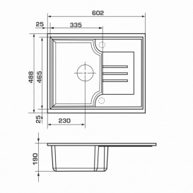 Мойка для кухни Granado Avila врезная 60,2х48,8 см наногранит grafito 0509