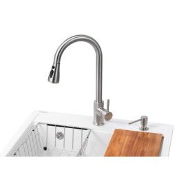 Мийка для кухні Granado Basic Artes 65х49,7 см із змішувачем та аксесуарами нанограніт white ksg1105