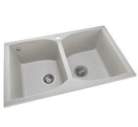 Мийка для кухні Granado Cordoba подвійна 77,5х49 см нанограніт gris 1208