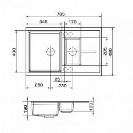 Мойка для кухни Granado Leon врезная 76,5х49 см наногранит terra 1003