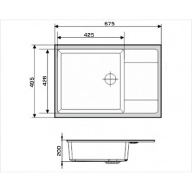 Мийка для кухні Granado Linares врізна 67,5х49,5 см нанограніт terra 0803