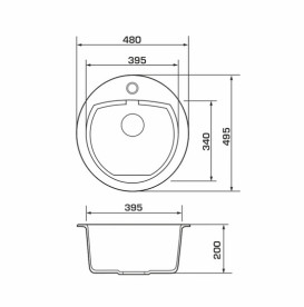 Мойка для кухни Granado Lugo 48х49,5 см наногранит black shine 2801
