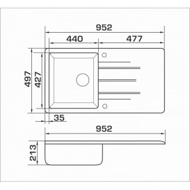 Мийка для кухні Granado Mora врізна 95,2х49,7 см нанограніт ivory 2604