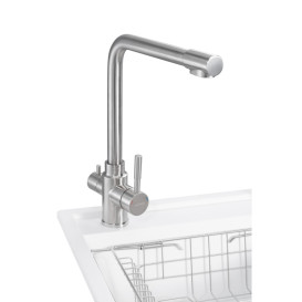 Мийка для кухні Granado Optimal Estella 78х50 см із змішувачем та аксесуарами нанограніт white ksg0205