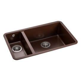 Мийка для кухні Granado Under top double під стільницю 70,5х44,5 см нанограніт marron gr3406