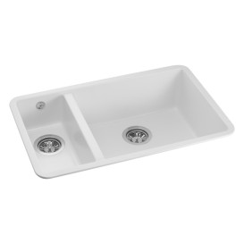 Мийка для кухні Granado Under top double під стільницю 70,5х44,5 см нанограніт white gr3405