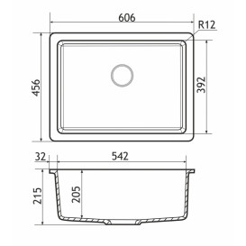 Мойка для кухни Granado Under top L под столешницу 60,6х45,6 см наногранит ivory gr3504