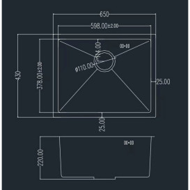 Мийка для кухні Granado Under top L під стільницю 65х43 см нержавіюча сталь S304 GS09304