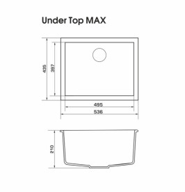 Мийка для кухні Granado Under top Max під стільницю 53,6 х43, 5 см нанограніт avena  3002