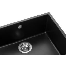 Мийка для кухні Granado Under top Max під стільницю 53,6х43,5 см нанограніт black shine 3001