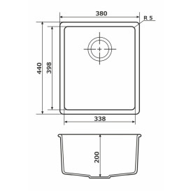Мойка для кухни Granado Under top Mini под столешницу 38х44 см наногранит terra gr3903