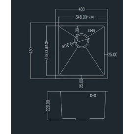 Мойка для кухни Granado Under top Mini под столешницу 40х43 см нержавеющая сталь S304 GS10304