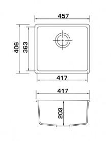 Мойка для кухни Granado Under top под столешницу 45,7х40,6 см наногранит ivory 1904