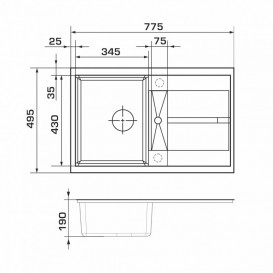 Мойка для кухни Granado Valencia врезная 77,5х49,5 см наногранит ivory 0704