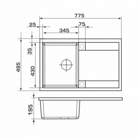 Мийка для кухні Granado Vigo врізна 77,5х49,5 см нанограніт grafito 1409