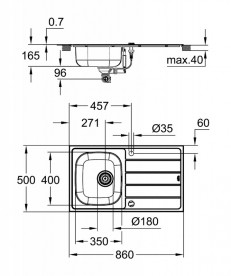 Мийка для кухні Grohe K200 86х50 см із змішувачем нержавіюча сталь матова 31565SD1