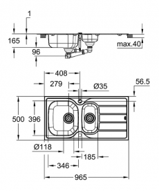 Мийка для кухні Grohe K200 96,5х50 см нержавіюча сталь матова 31564SD1
