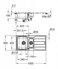 Мойка для кухни Grohe K500 100х50 см нержавеющая сталь матовая 31572SD1