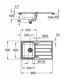 Мийка для кухні Grohe K500 86х50 см із змішувачем нержавіюча сталь матова 31573SD1